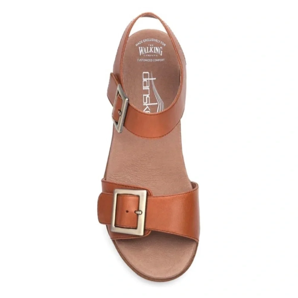 Dansko Jen Platform Sandals Brown Leather Ankle Strap Size 41